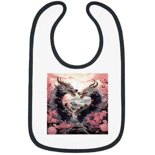 Dragon Pet Kings Longwang Cherry Blossoms Indie Style Kaiju Bibs