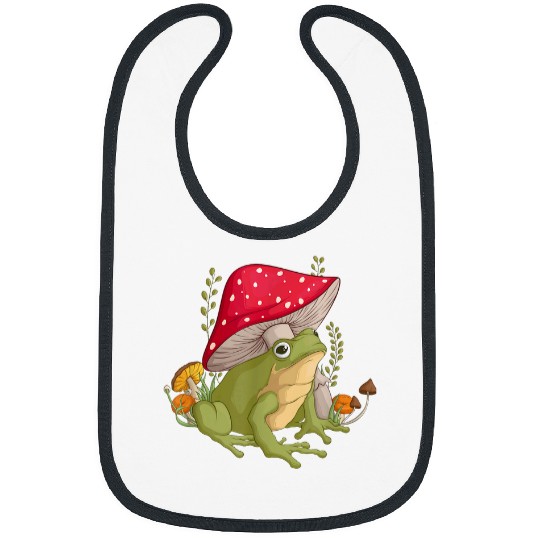 Cottagecore Frog Mushrooms Cute Aesthetic Garden Bibs