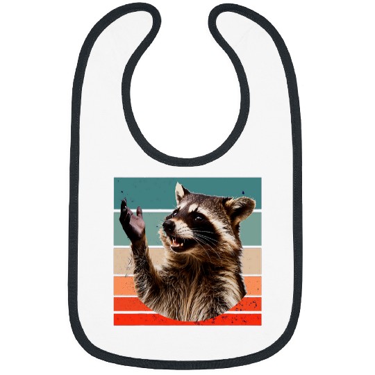 Raccoon Pet waving gesturing expressive facial markings animal Bibs