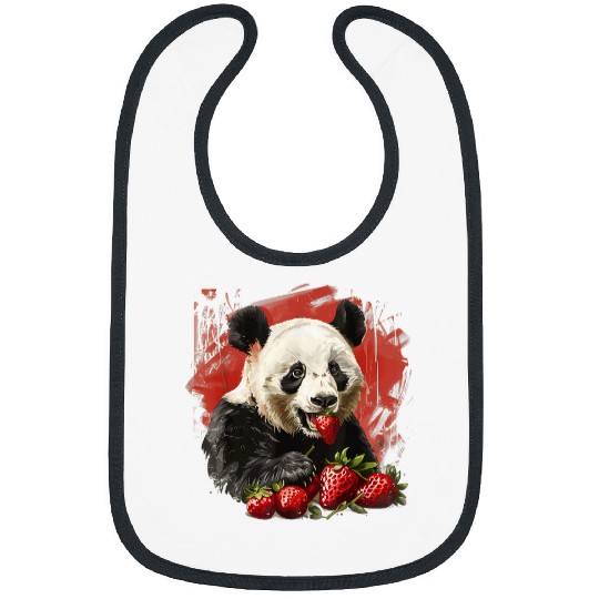 Panda Pet Strawberry Panda Bear Artwork Strawberries Animal Print Bibs