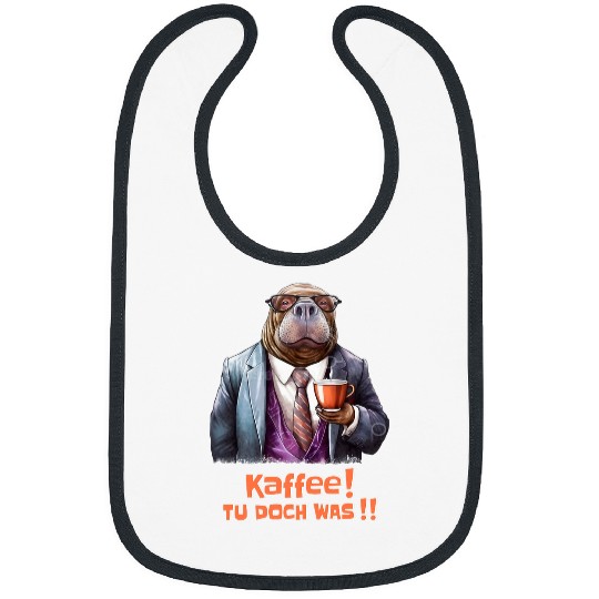 Coffee Fun Kaffee Tu doch was Walrus with Coffee Mug Funny Sayings Bibs