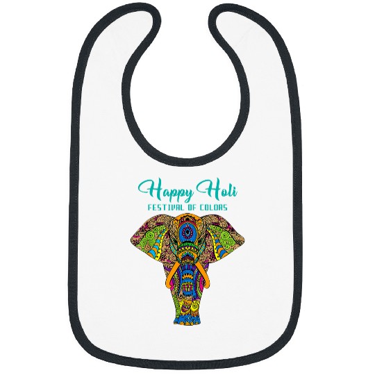 Elephant Pet Happy Holi Colors India Hindu Spring Elephant Holi 7 Bibs
