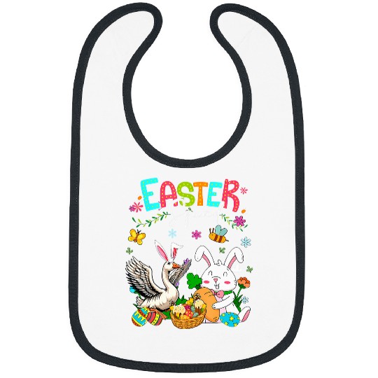 Happy Easter Bunny Goose Hunting Eggs Basket Farmer Kids 1 Bibs