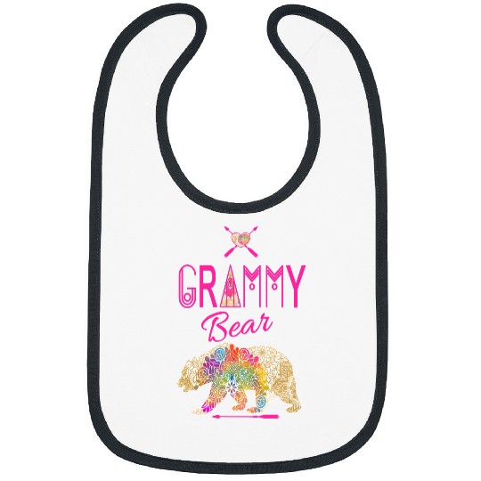 Bear Pet Grammy Bear Tribal Mandala Family Vacation Bibs