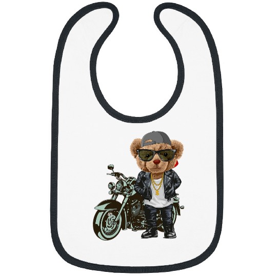 Bear Pet Cool cute bear with motorcycle Im living my bests life Bibs