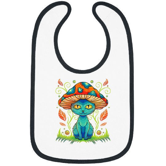 Cat Mushroom Hat Cottagecore Aesthetic Cat Lover Gift Bibs