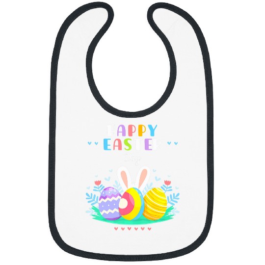 Happy Easter Day Pastel Spring Eggs Hunting Bunny Easter Bibs