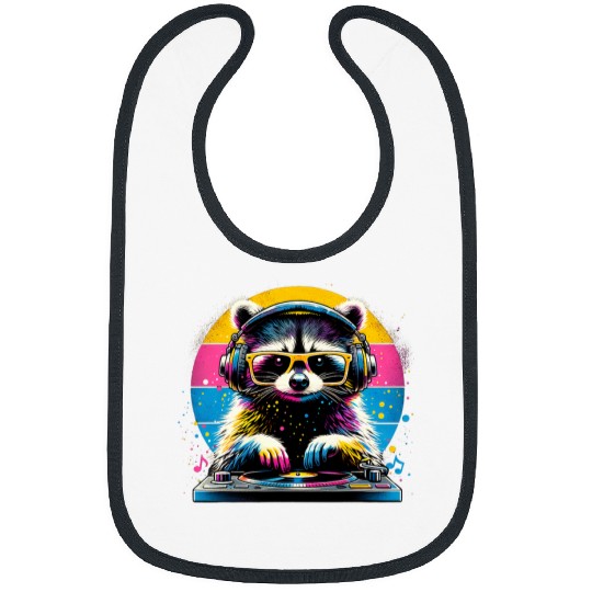 Raccoon Pet DJ DJing EDM Funky Dance Club Raccoon Lover Bibs