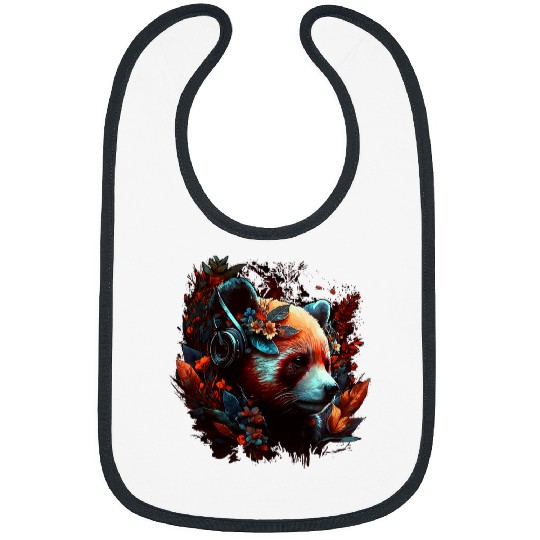 Panda Pet Red Panda Flowers Music Animals Red Panda Bibs