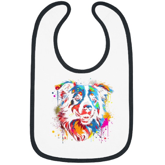 Border Collie Dog Australian Shepherd Puppy Graffiti Graphic 1 Bibs