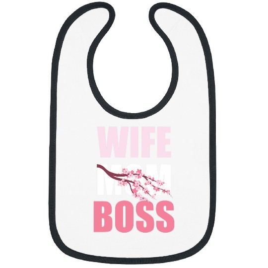 Cherry Blossom Wife Mother Boss Sakura Mothers Day Funny Mom Bibs
