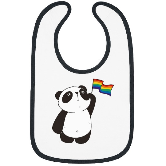 Panda Pet Lovely Panda Waving Rainbow Flag Lgbtq Lgbt Diversity Pride Bibs