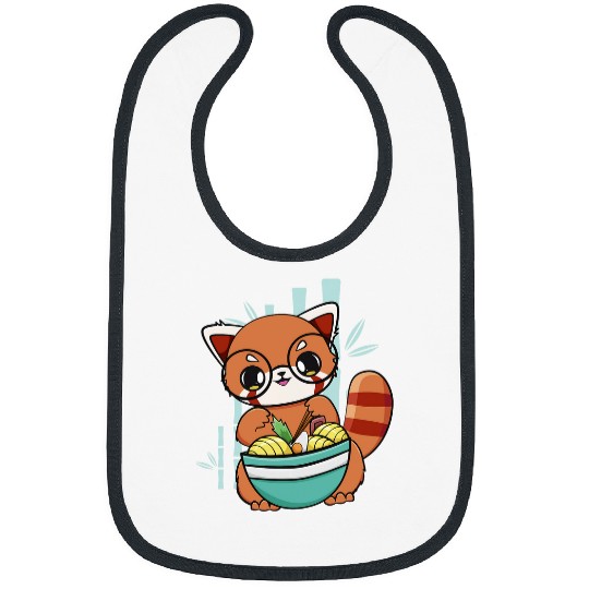 Panda Pet Red Panda Eating Ramen I Love Ramen Japanese Noodles Anime Bibs