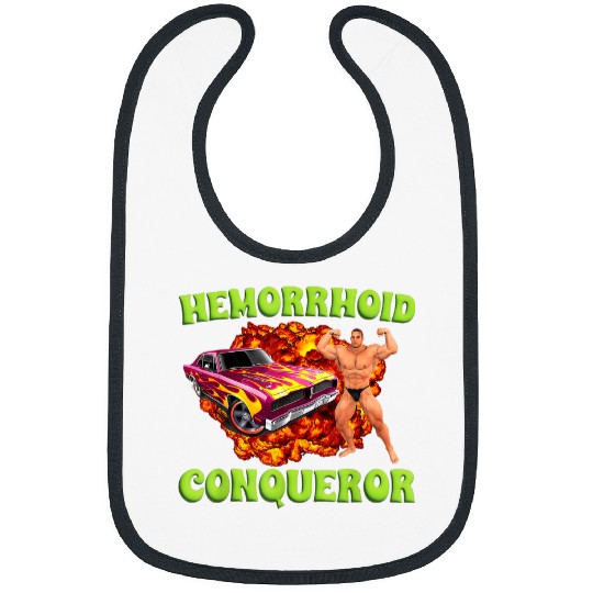 Hemorrhoid Conqueror Funny Meme Weird Offensive Cringe Joke Bibs