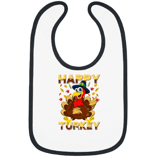 Happy Turkey Day Pilgrim Thanksgiving Autumn Fall Bibs