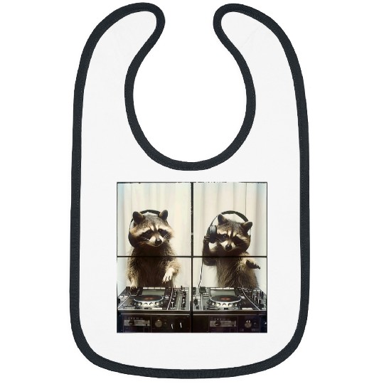 Raccoon Pet Hip Hop Raccoon Scratching Vinyl Music Raccoon DJ Bibs
