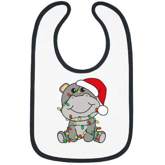 Hippo Pet Merry Christmas Winter Hippos Christmas 4 Bibs
