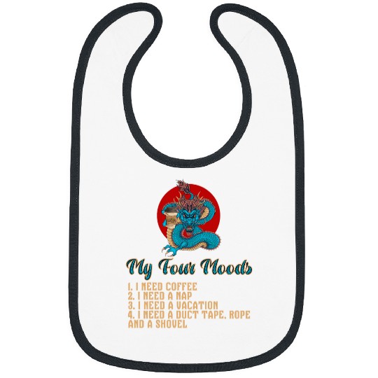 Coffee Fun My Four Mood Coffee Nap Vacation Dragon Senpai Manga Anime Bibs