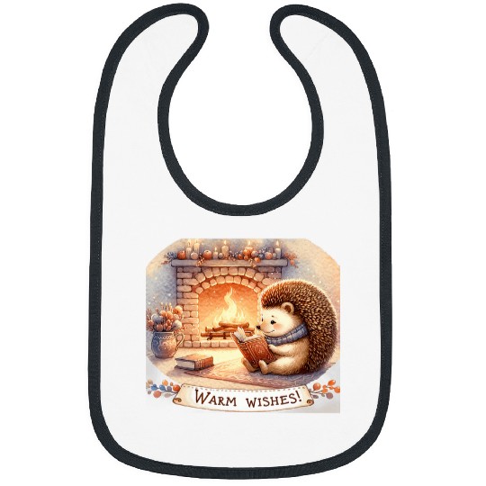 Hedgehog Pet Warm Wishes Hedgehog Fireplace Cozy Tee Bibs