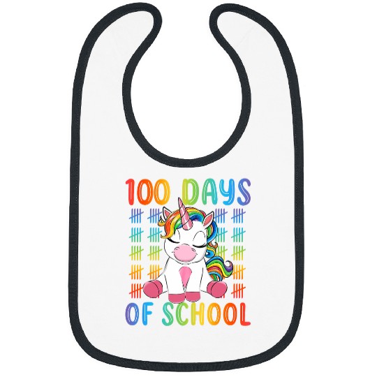 happy 100th day of school s girls kids cute unicorn Bibs