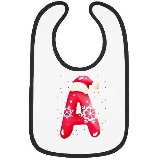 Christmas Initial Letter A Matching Family Name Santa Hat Bibs