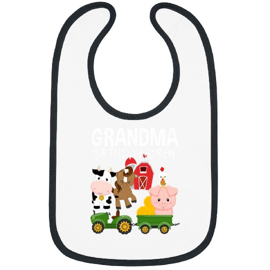 Grandma Birthday Crew Farm Animals Barnyard Tractor Party Bibs