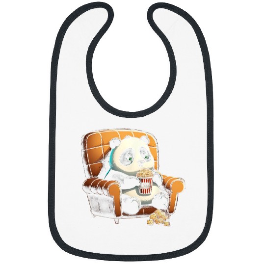 Panda Pet is on the Couch Eating Popcorn Bibs