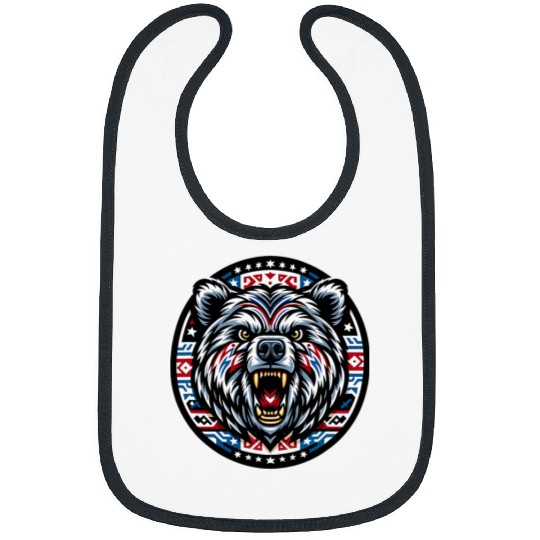 Bear Pet Pacific Northwest Native American Indian Style Grizzly Bear 1 Bibs