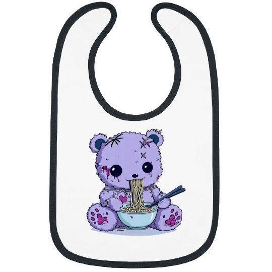 Bear Pet Goth Pastel Cute Creepy Kawaii Teddy Bear Voodoo Doll Ramen 1 Bibs