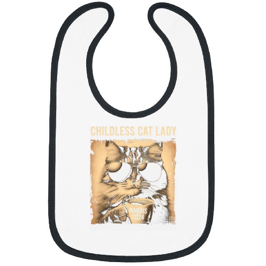 Coffee Fun Childless Cat Lady vintages Coffee Cat Kamala Harris 0037 Bibs