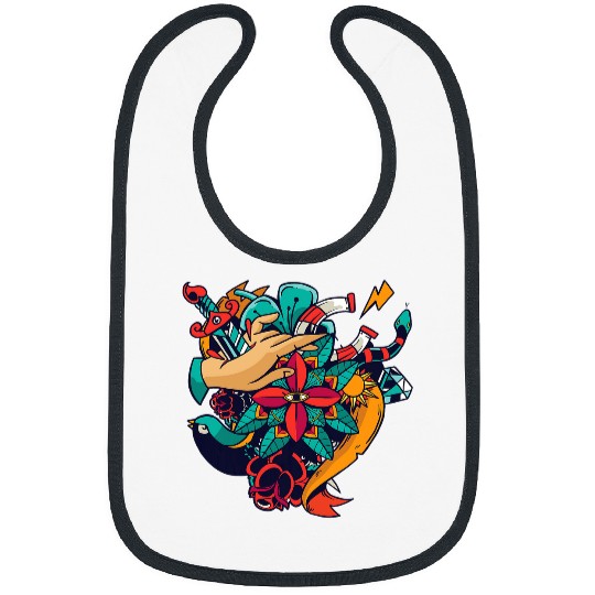 Colorful Hip Art Tattoo Bibs