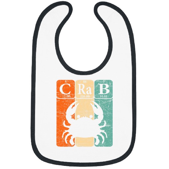 Crab Periodic Table Elements Seafood Crabbing Retro Crabber 3 Bibs