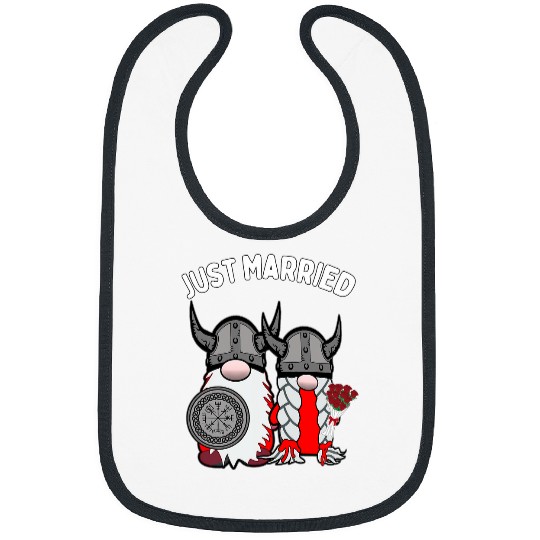 Just Married Nordic Gnome Viking Tomte Couple Wedding Bibs