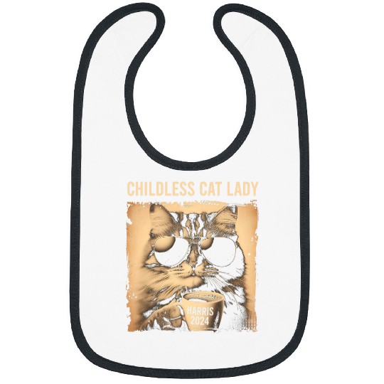 Coffee Fun Childless Cat Lady vintages Coffee Cat Kamala 0037 Bibs