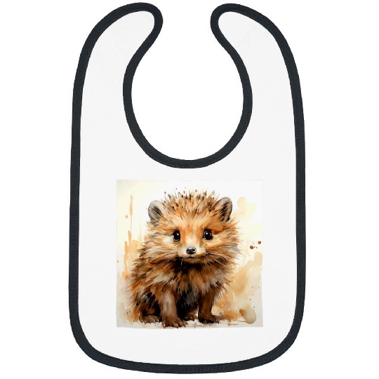 Hedgehog Pet Watercolor Graphic 3 Bibs