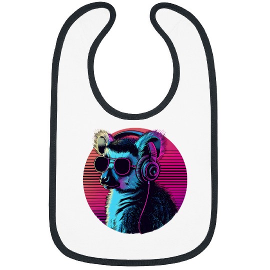 Lemur Pet DJ Lemur Beatmaker EDM Music Headphones Techno Lemur Lover Bibs