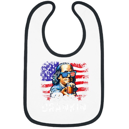 Beer Fun Humor Ben Drankin 4th Of July USA Flag Men Drinking Beer Bibs