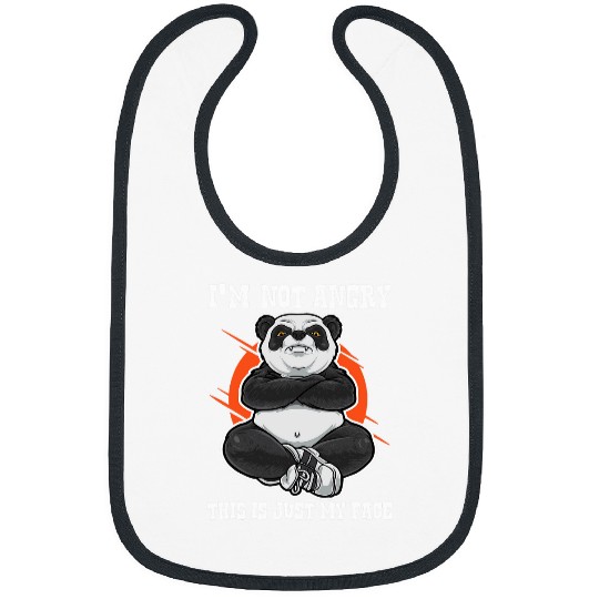 Panda Pet im not angry this is just my face black and white panda Bibs