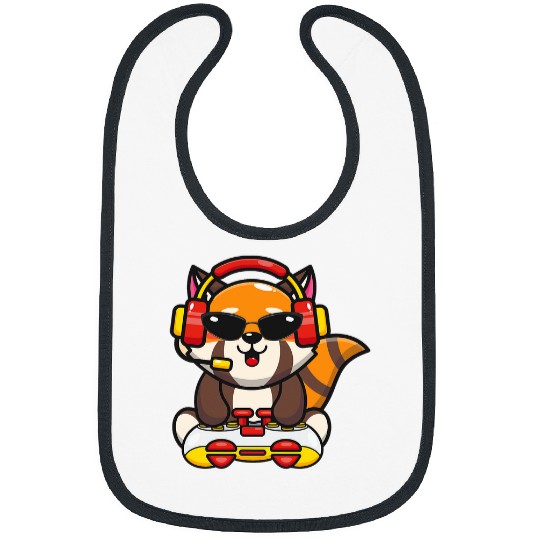 Panda Pet Red Panda Gamer Funny Red Pandas Animal Lover Graphic 1 Bibs