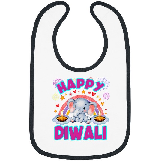 Elephant Pet Happy Diwali Cute elephant with Candle Lights for kids Bibs