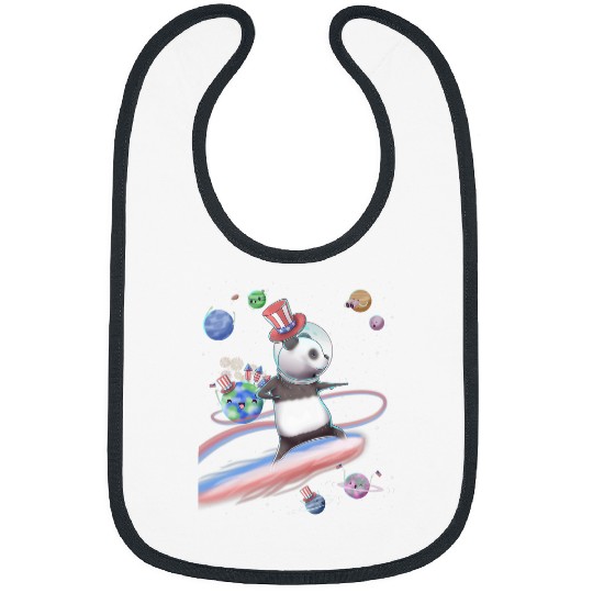 Panda Pet 4th Of July USA American Flag Space Party Cute Bibs