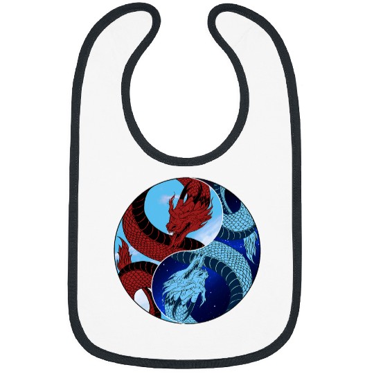 Dragon Pet Red And Blue Dragons Yin Yang Day Night Dragon Dualism Bibs