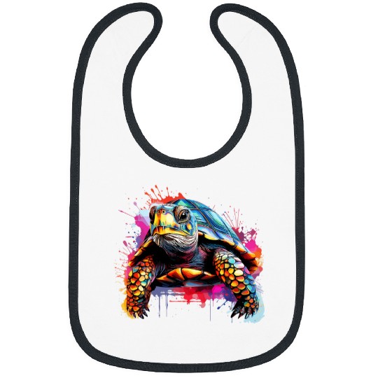 Box Turtle Lover Colorful Splash Art Bibs
