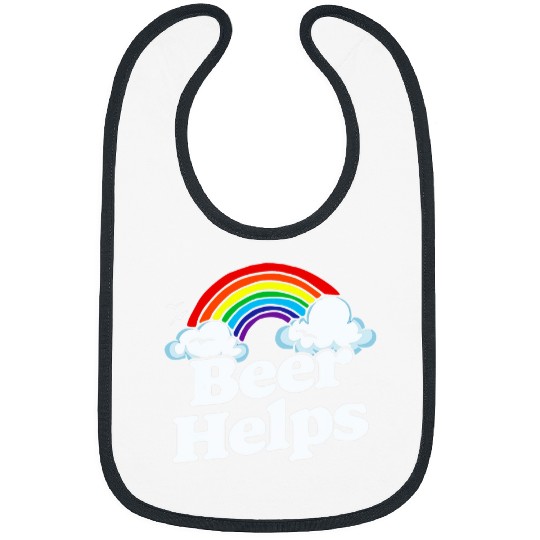 Beer Fun Beer Helps Funny 80s Retro Rainbow Sarcastic Beer Drinking Bibs