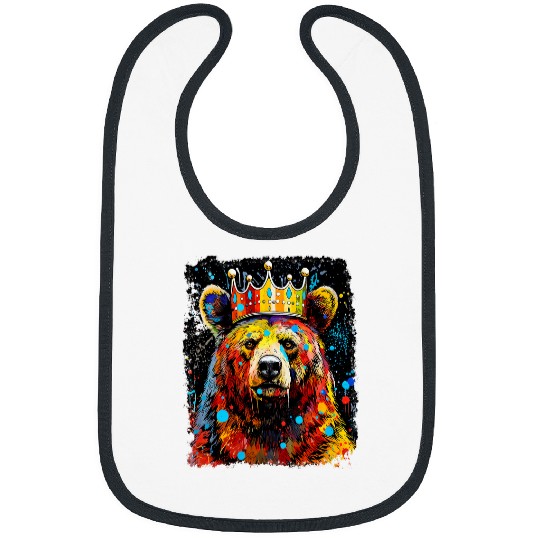 Bear Pet Pop Art Colorful Bear King Queen Bibs