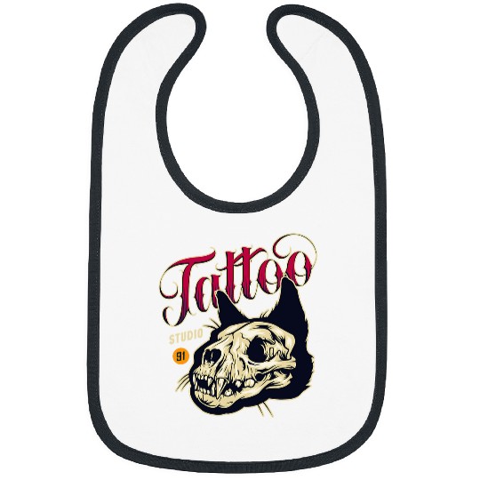 Cat Skull Tattoo Bibs