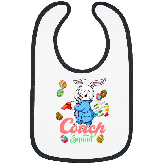Coachs Squad Funny Coachs Easter Bunny Chocolate Eggs Bibs