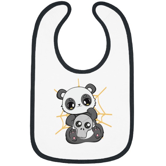 Panda Pet Spooky Panda Bear Cub Anime Skull Spiderweb Halloween Pajama Bibs
