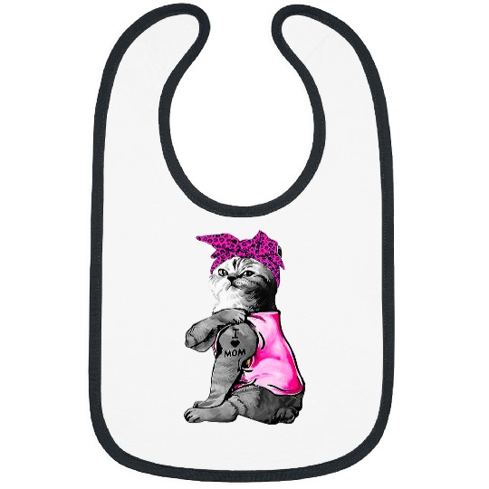 Cat Lover Funny Cat I Love Mom Tattoo Gifts Mothers Dat Gif Bibs