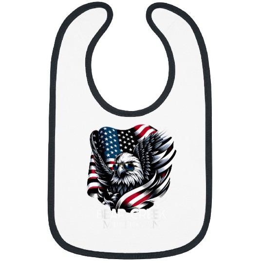 Bear Pet Bear Creek Michigan 4th Of July USA American Flag Bibs
